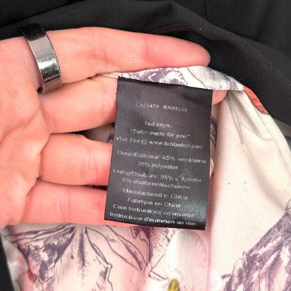 Ted Baker Black Longline Blazer Jacket Size 4 (TED)/ 10 (US) - Picture 5 of 10